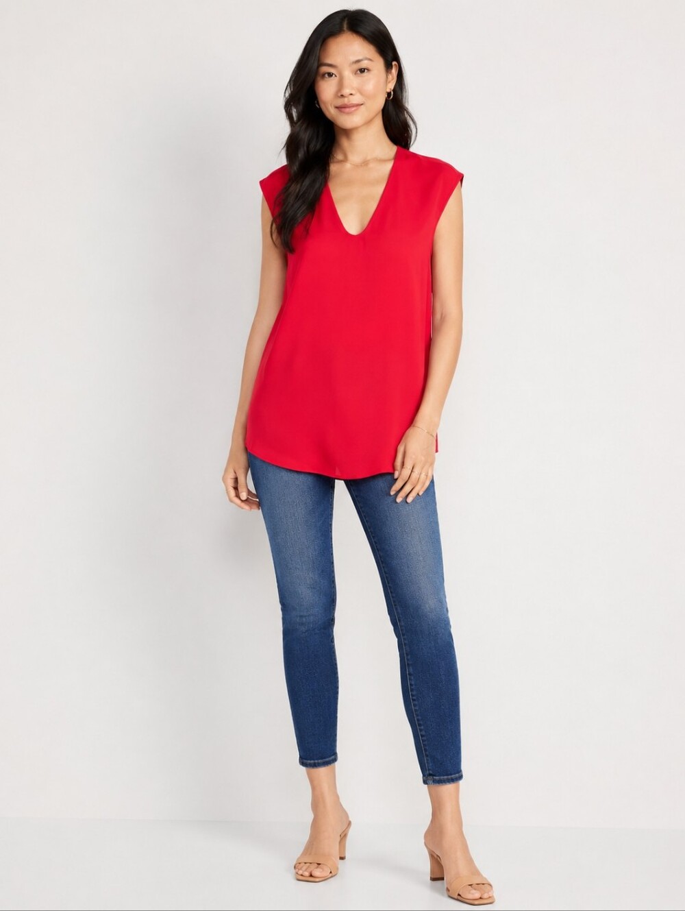 ❤ J CREW FACTORY RED FLOWY BLOUSE / TOP, 0